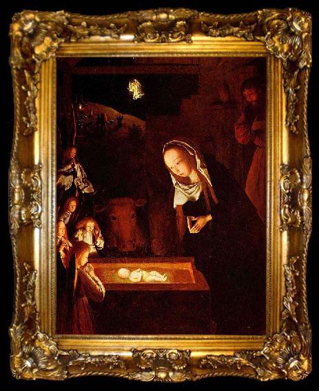 framed  Geertgen Tot Sint Jans Geertgen depicted the Child Jesus as a light source on his painting The Nativity at Night, ta009-2